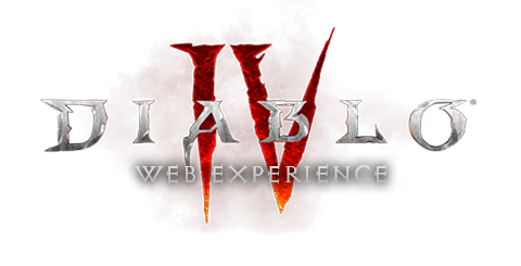 The Diablo IV logo with red and silver text on a dark background.