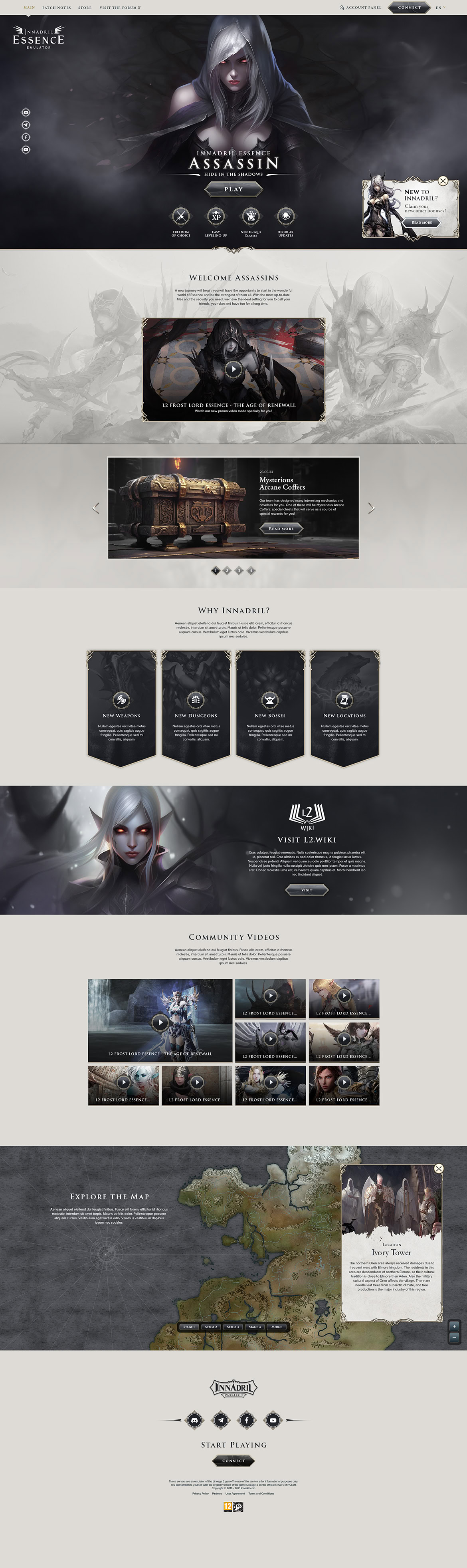Assassin character in dark clothing with hood, holding a weapon, set against a dark, misty background.