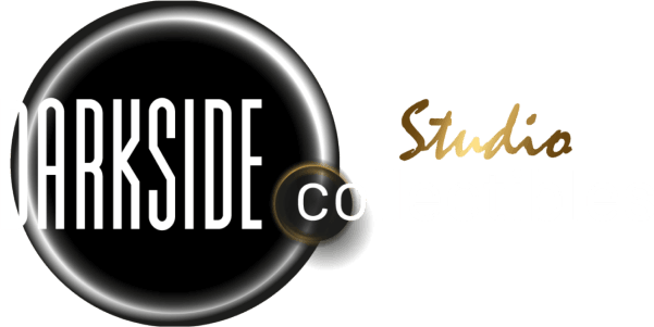 DARKSIDE Studio Collectibles logo with black circular background and white text, alongside gold and white script text.
