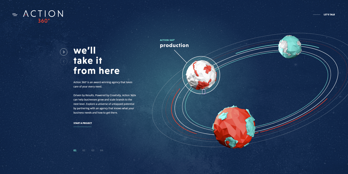 A 3D illustration of planets with orbit paths, representing space and planetary motion.