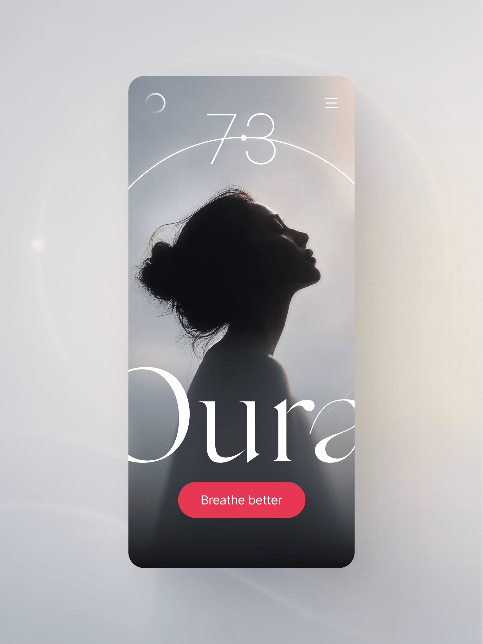 A woman’s silhouette with her hair in a bun, set against a cloudy sky background on a smartphone screen.