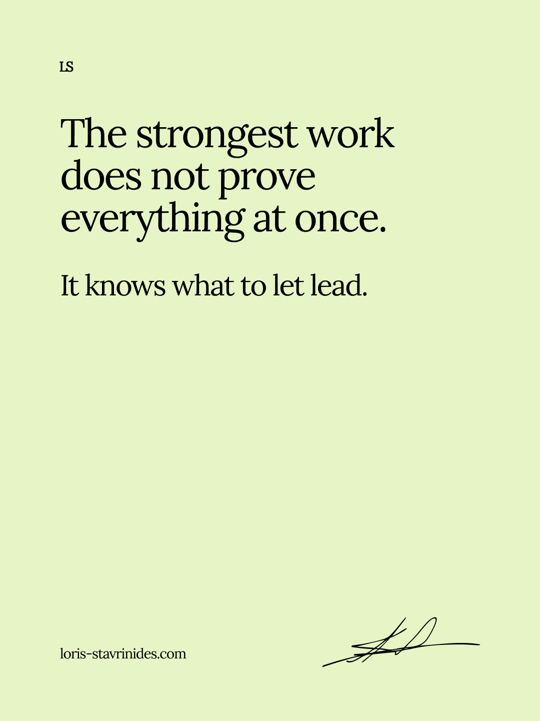 The image features a motivational quote on a light green background, with a signature and website URL at the bottom.