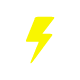 A bold yellow lightning bolt icon is centered on a solid black background.