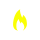 A simple yellow flame icon on a black background.
