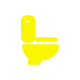 Yellow toilet icon on a black background.
