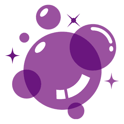 Purple cartoon bubbles with stars, representing cleaning or freshness.
