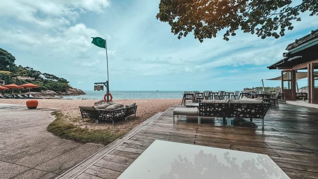 Luxury beachside lounge with ocean view at Garrya Tongsai Bay, Koh Samui.