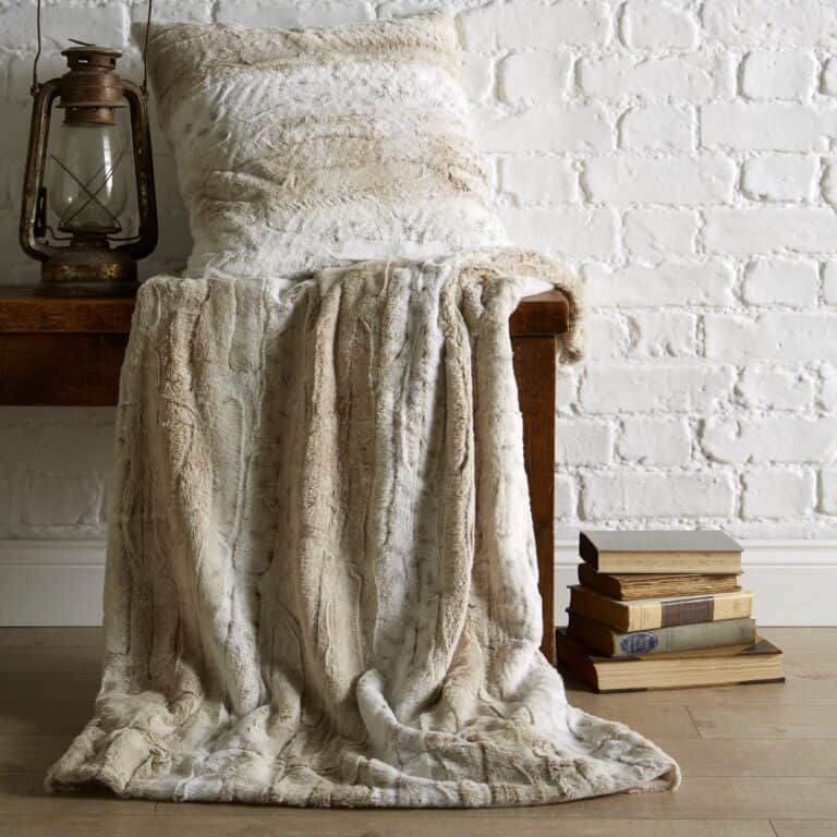 "Snow Leopard" faux fur throw