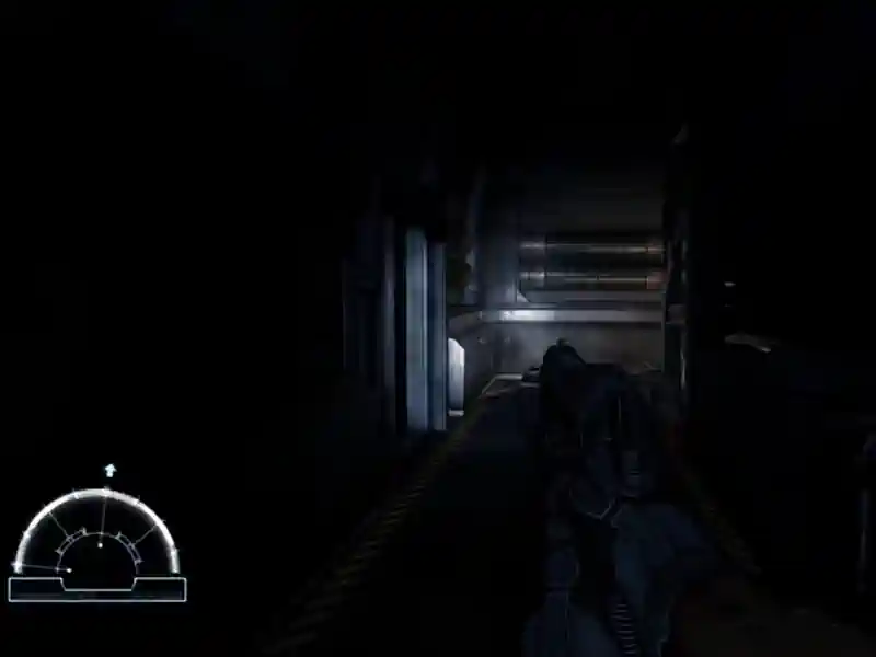 aliens-vs-predator-ps3-gameplay-marine Escena del Marine en combate dentro de Aliens vs Predator PS3, con armas futuristas y ambiente oscuro de supervivencia