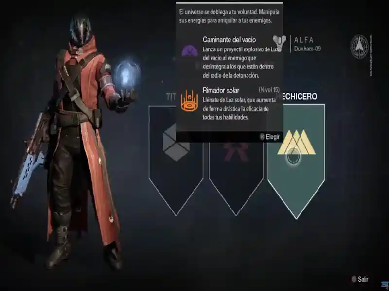 destiny-ps3-menu-interfaz-personajes Pantalla del menú de Destiny PS3 con personalización de personajes y selección de clases de Guardianes