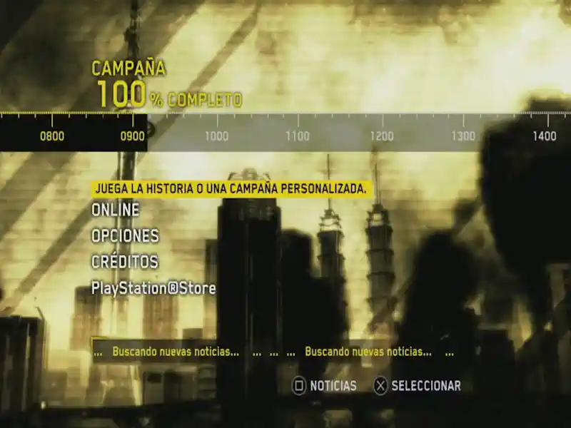 socom-4-ps3-menu-interfaz nterfaz del menú principal de Socom 4 PS3 con opciones de campaña, multijugador y configuración