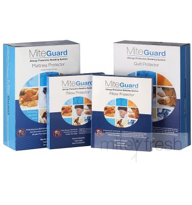 MiteGuard Dust Mite Bedding Set with mattress, doona and pillow covers on bed