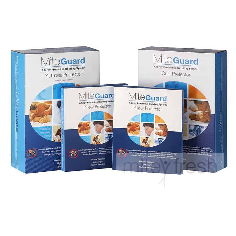 MiteGuard Dust Mite Bedding Set with mattress, doona and pillow covers on bed