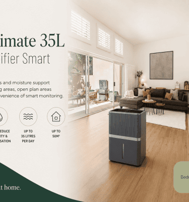 35L smart WiFi dehumidifier managing humidity in a modern living room