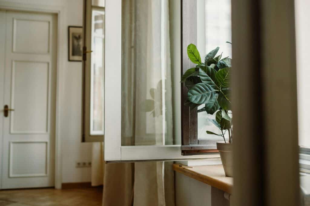 healthy indoor air with natural airflow through open window