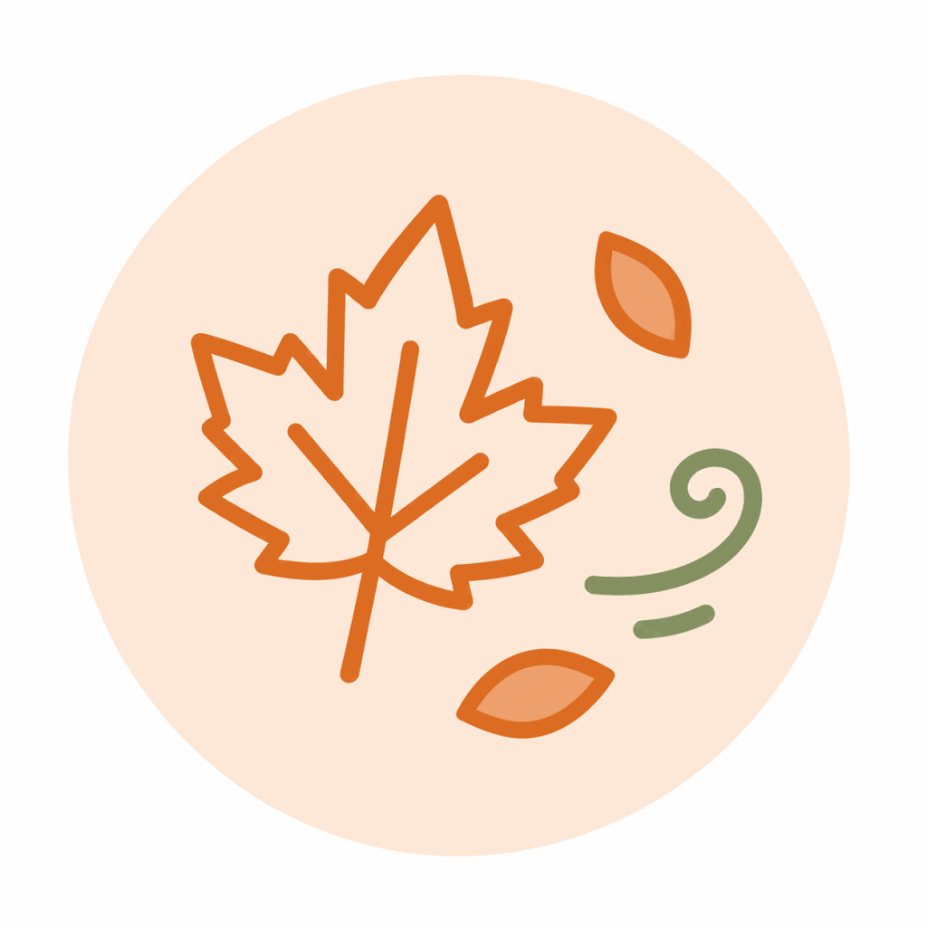 Autumn leaves icon representing the Autumn Healthy Home season