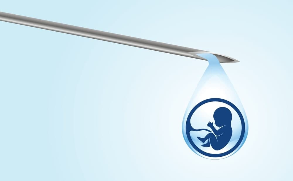 Fertility icon with a fetus inside a water droplet for IVF.