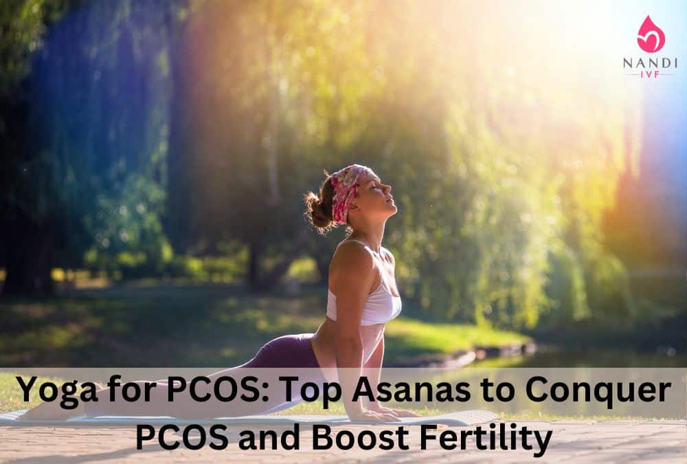 Woman practicing yoga outdoors for PCOS relief and fertility boost.