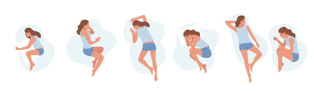 Woman in various sleeping positions after IUI for better comfort and success.