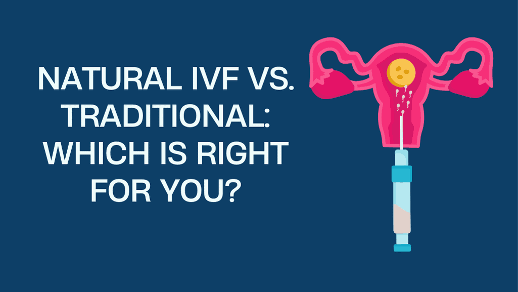 Illustration comparing natural IVF and traditional fertility treatments.