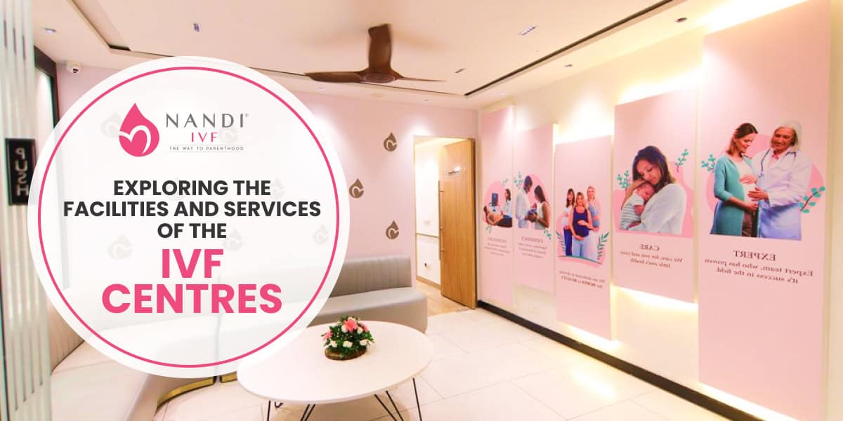 Modern IVF centre interior with informational posters and welcoming decor.