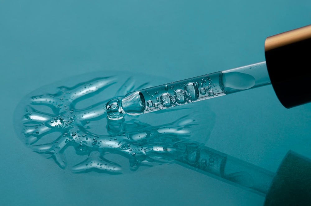 Dropper releasing stem cell solution for fertility treatment.
