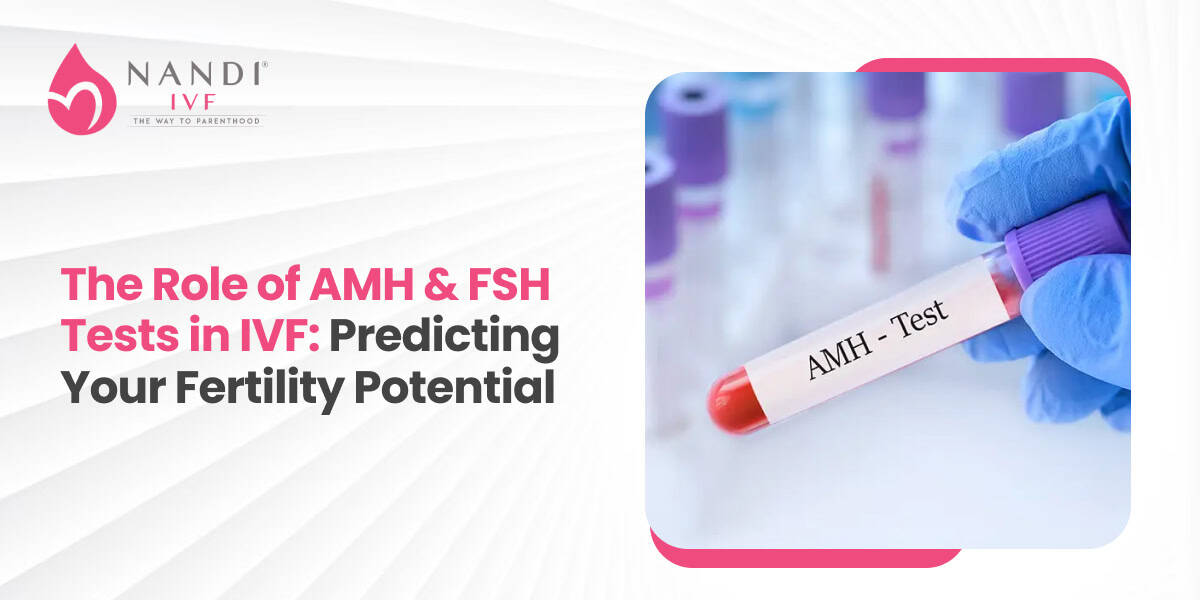 Blood sample labeled AMH test for fertility assessment.
