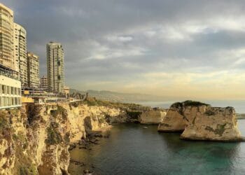 Beiroet Libanon, kust en zee banner