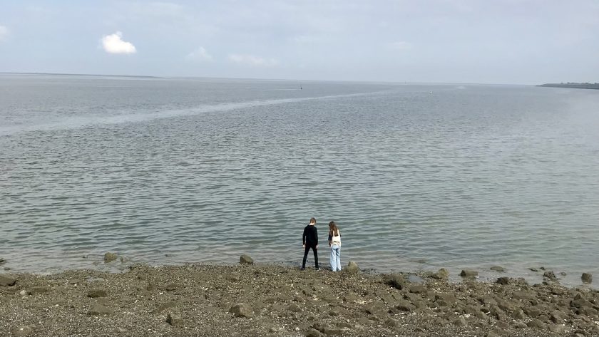Naar de dijk in Groningen bij Lauwersoog, Waddenzee