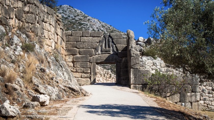 Archeologische opgravingen van Mycene - Lion Gate, Peloponnesos, Griekenland