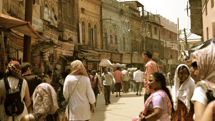 Drukke straten in Delhi in India