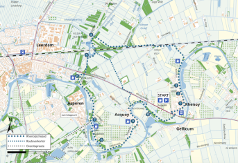 Wandelen over een klompenpad Rhenoijschepad kaart