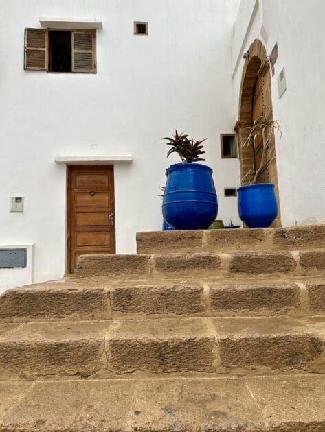 Rabat Kasbah des Oudayas bloempot blauw