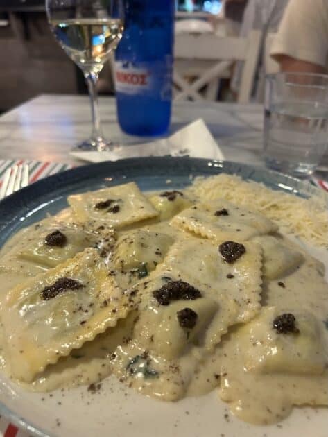 Parga restaurants, La Trattoria, Italiaanse ravioli