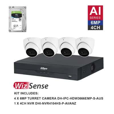 DAHUA 6MP 4CH KIT WITH 4x TURRET CAMERAS