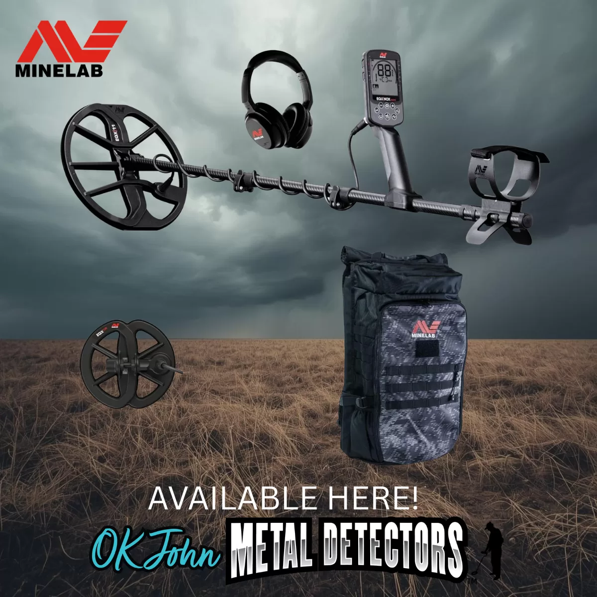 Minelab Equinox 900 Metal Detector with 6 Coil and Backpack
