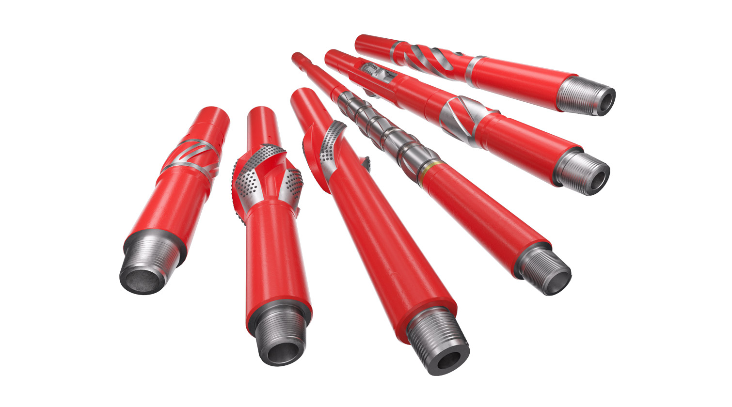 Paradigm drilling optimization tools lineup on a white background