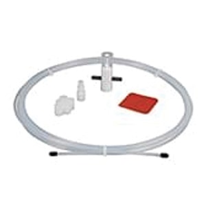 Liquid level measurement installation kit with tubing, fittings, valves, and pressure gauge for tank setup