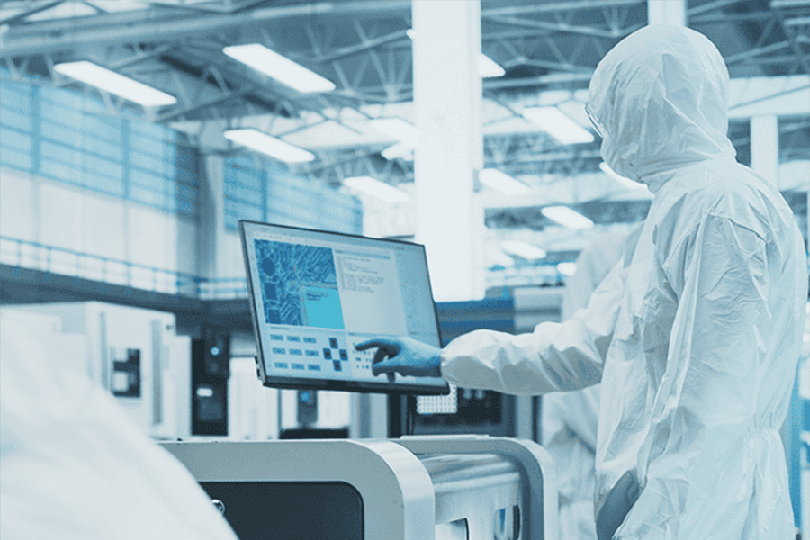 Cleanroom particle monitoring devices illustrating contamination control solutions.