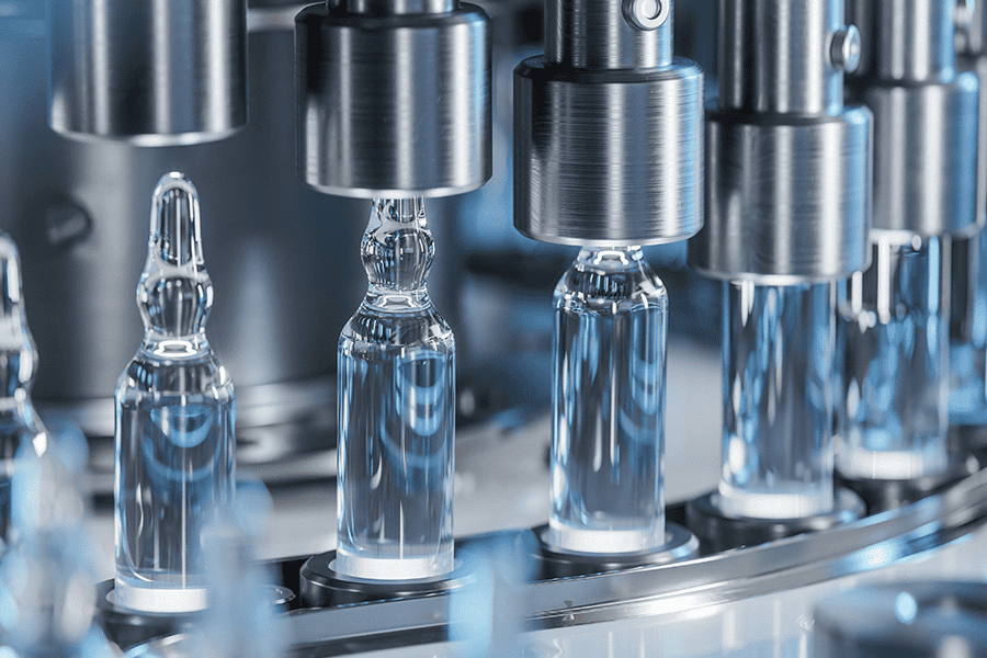vials in filling line