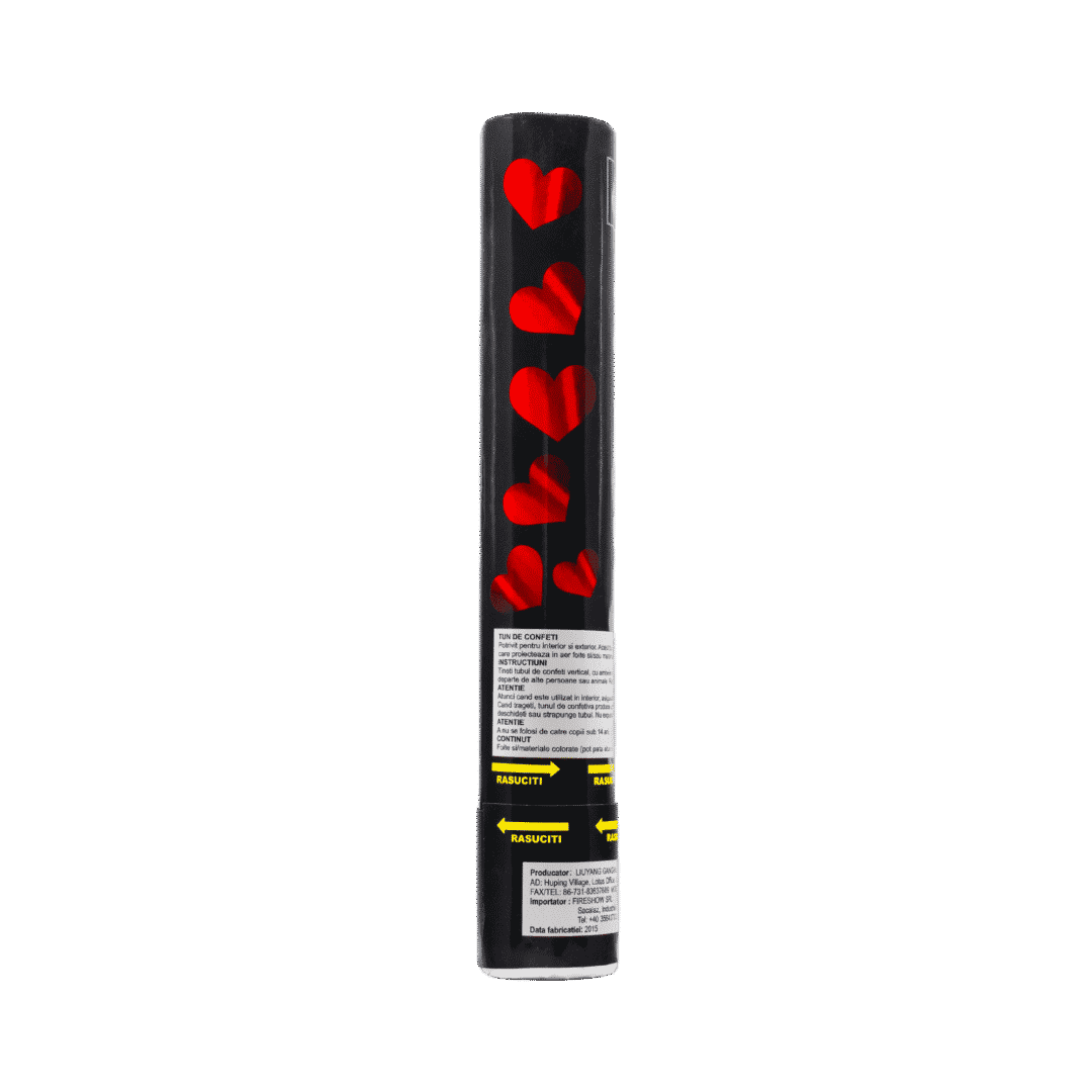 Tun Confetti 40cm cu inimi - imagine 3