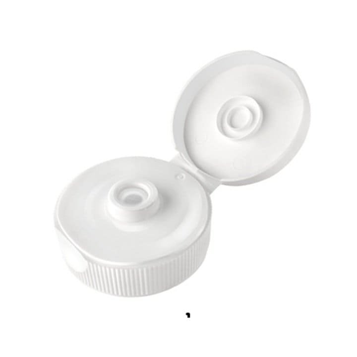 Replacement contact lens solution container lid, black disc, and cap for eye care products.