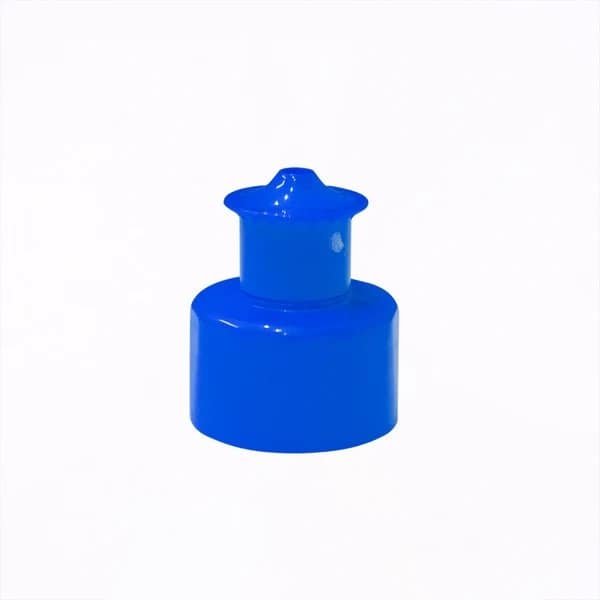 Blue rubber plunger with a star-shaped handle used for plumbing repairs.