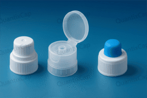 Bottle cap opener and replacement caps for medication bottles on blue background, pharmaceutical health supplies, functional medicine packaging, medical accessories, pharmacy packaging tools, medical container parts.
