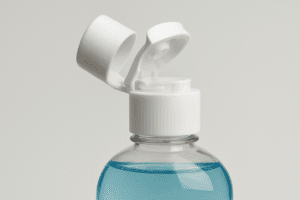 Hand sanitizer spray bottle with blue liquid, disinfectant, hygiene product, antimicrobial gel, healthcare, coronavirus prevention, sanitization, cleaning, personal hygiene, medical supplies.