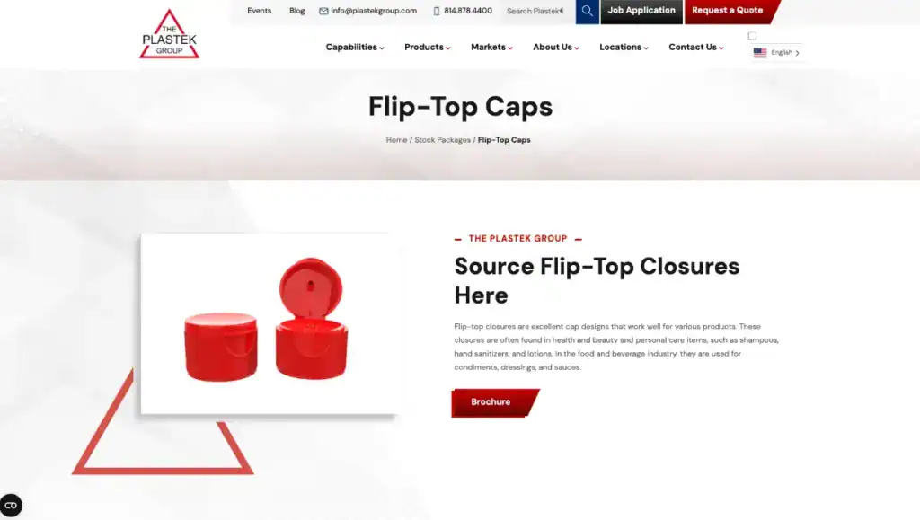 Red flip-top caps for packaging and cosmetic containers, used in health, beauty, and personal care applications. High-quality plastic closures for bottles and jars, ensuring product safety and convenience.