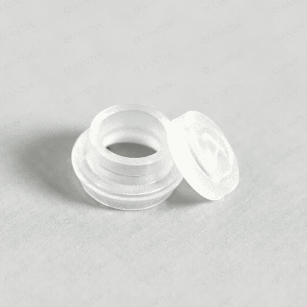 Close-up of a silicone valve used in industrial applications, showcasing its durable and flexible material for precise fluid control.