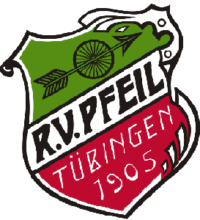 Logo des Radsportvereins Tübingen mit Fahrrad und Blatt.