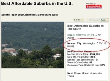 Charlottesville is a suburb of DC?