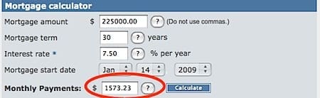 Mortgage payments for a $225k home